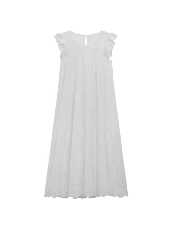 White Short Sleeve Plus Size A-Line Dress for Women, Summer Flattering Loose Fit, Elegant and Comfortable, Perfect for Chubby Figures