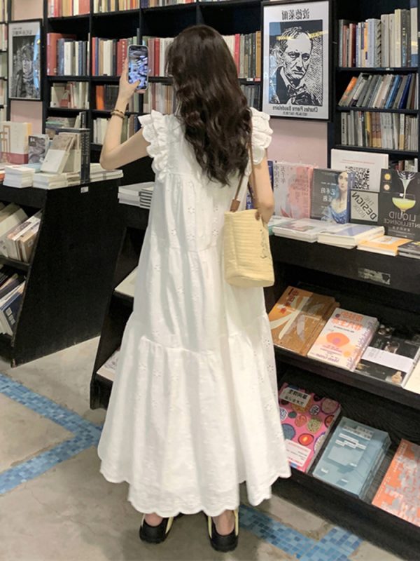 White Short Sleeve Plus Size A-Line Dress for Women, Summer Flattering Loose Fit, Elegant and Comfortable, Perfect for Chubby Figures