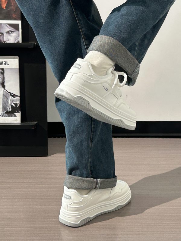 White Thick-Soled Casual Sneakers for Women - Simple Versatile Sports Shoes for Summer 2025, Trendy and Comfortable Footwear
