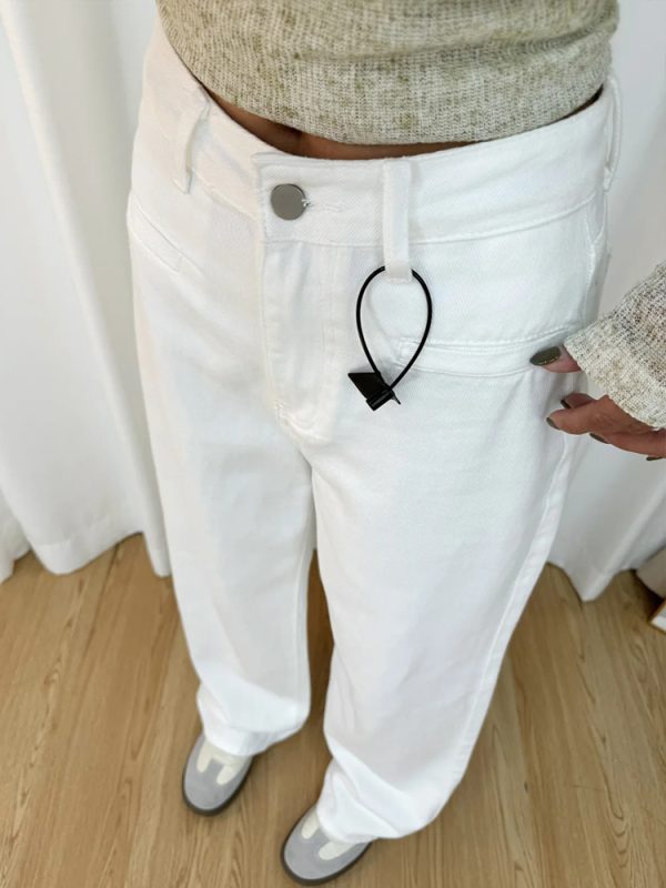 White Wide-Leg Jeans for Plus Size Women - 2025 New Style, Slimming Loose Straight-Leg Pants for Petite and Curvy Fit