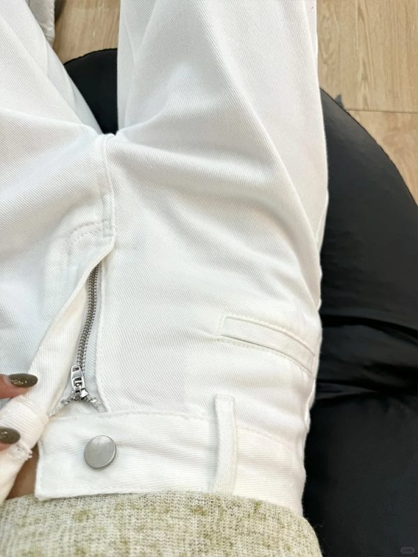 White Wide-Leg Jeans for Plus Size Women - 2025 New Style, Slimming Loose Straight-Leg Pants for Petite and Curvy Fit