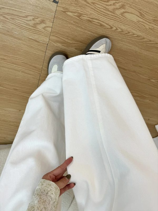 White Wide-Leg Jeans for Plus Size Women - 2025 New Style, Slimming Loose Straight-Leg Pants for Petite and Curvy Fit