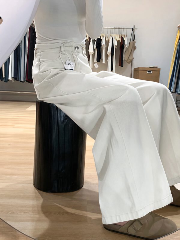 Wide-Leg White Jeans for Women - Loose Fit Lazy Style Plus-Size Pants for Pear-Shaped Figures and Thick Legs, 2025 Fashion Trend