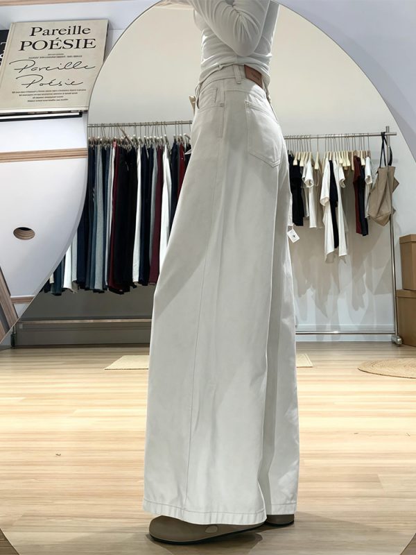 Wide-Leg White Jeans for Women - Loose Fit Lazy Style Plus-Size Pants for Pear-Shaped Figures and Thick Legs, 2025 Fashion Trend