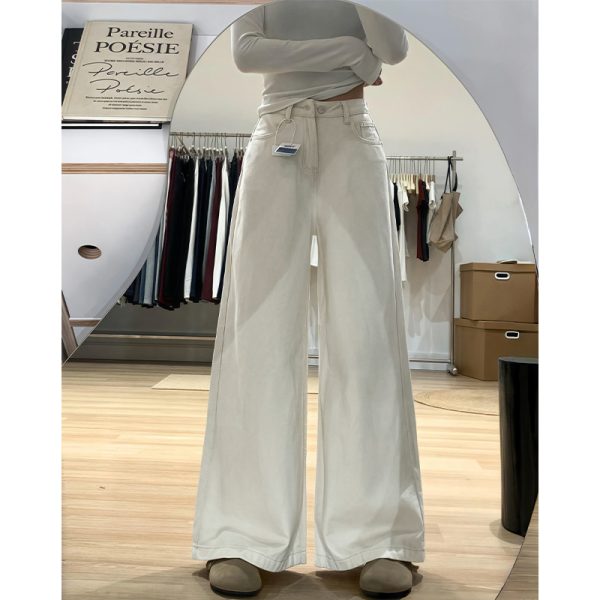 Wide-Leg White Jeans for Women - Loose Fit Lazy Style Plus-Size Pants for Pear-Shaped Figures and Thick Legs, 2025 Fashion Trend