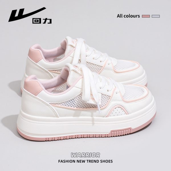 Wine Red Women's Sneakers - Summer Mesh Breathable Thick-Soled Board Shoes - Trendy Casual Style for Women