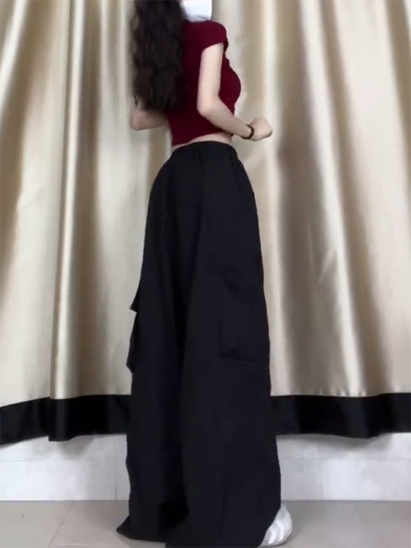 Women's American Casual Cargo Pants - Loose Fit, Straight-Leg Wide-Leg, Trendy Street Dance Hip-Hop Style, Perfect for Petite Sizes