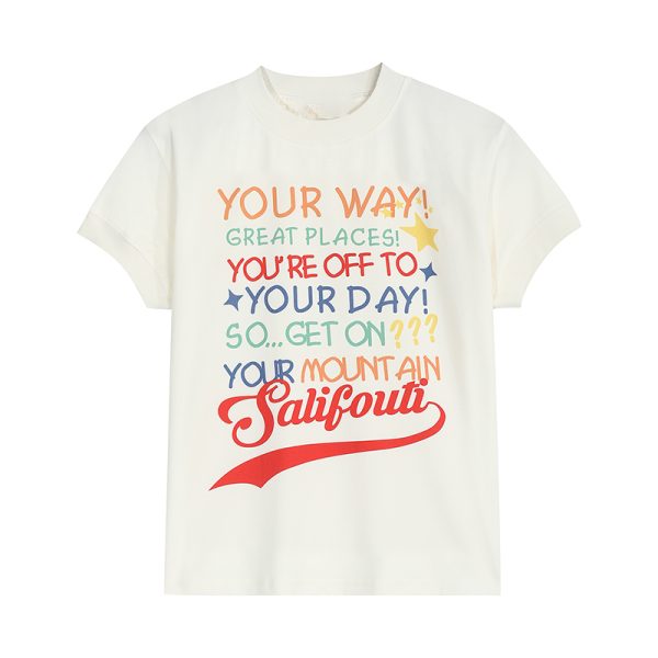 Women's American Retro Letter Print Round Neck T-Shirt - Casual Short Sleeve Summer Top - Trendy 90s Style