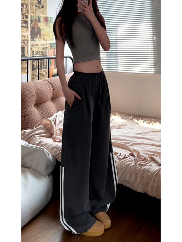 Women's American Retro Striped Three-Stripe Casual Pants, Loose Fit Wide-Leg Jazz Dance Trousers, 2025 Street Style