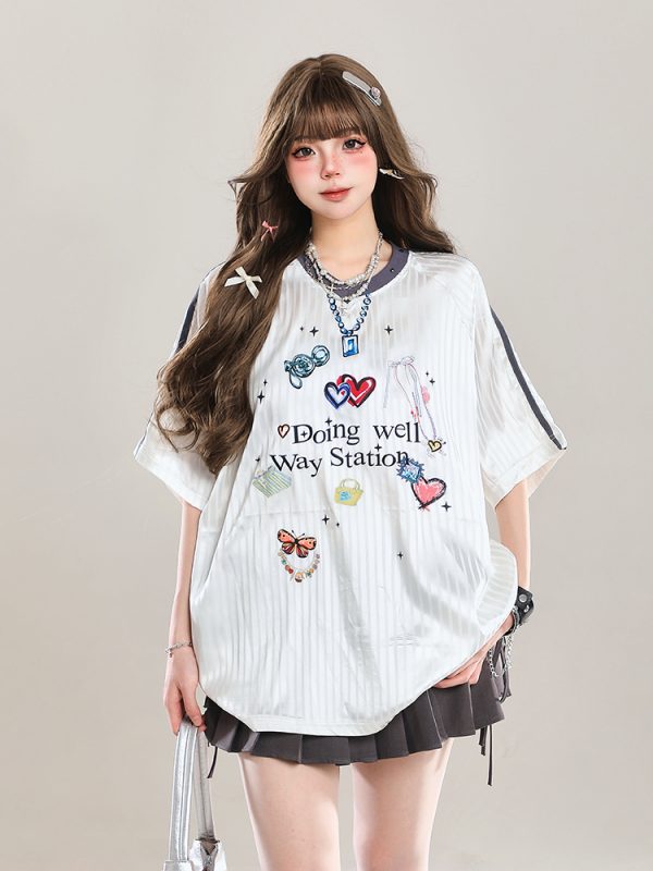 Women's American Style Casual V-Neck Jersey Sweatshirt - Loose Long Sleeve Pullover for Spring Outfits