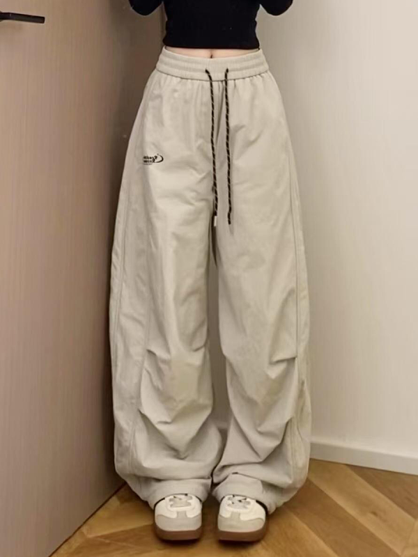 Women's American-Style Pleated Cargo Pants, Slimming Straight-Leg, Wide-Leg Loose-Fitting for Jazz Dance and Casual Wear