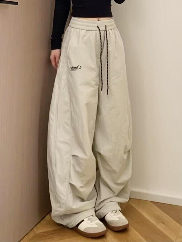 Women's American-Style Pleated Cargo Pants, Slimming Straight-Leg, Wide-Leg Loose-Fitting for Jazz Dance and Casual Wear