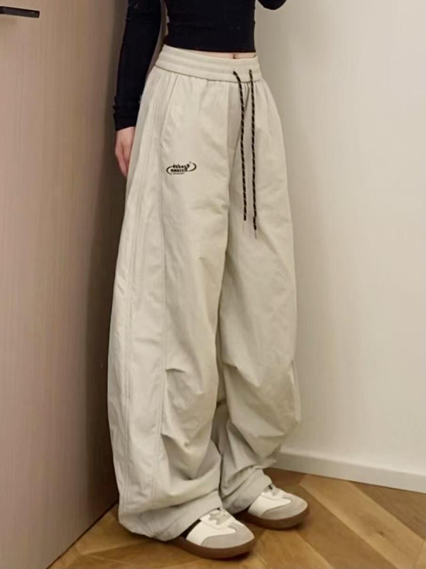 Women's American-Style Pleated Cargo Pants, Slimming Straight-Leg, Wide-Leg Loose-Fitting for Jazz Dance and Casual Wear