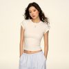 Womenâ€™s American-Style White Short Tee - Rolled Shoulder, Minimalist Summer Essential, Versatile Basic Top