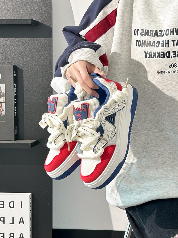 Women's Black and White Panda Sneakers - Breathable Thick-Soled Footwear for 2025, Versatile Design, Trendy Y2K Style