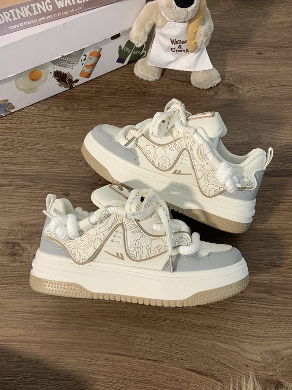 Women's Black and White Panda Sneakers - Breathable Thick-Soled Footwear for 2025, Versatile Design, Trendy Y2K Style