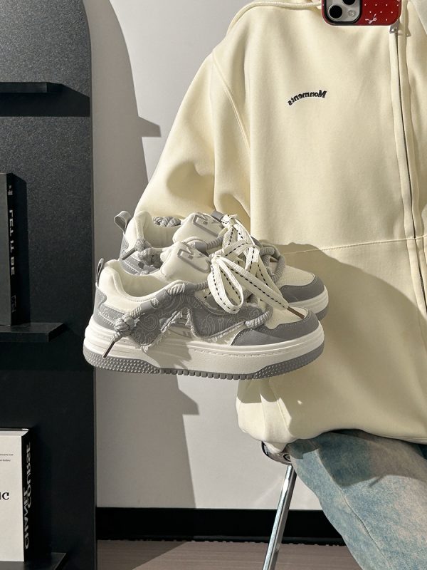 Women's Black and White Panda Sneakers - Breathable Thick-Soled Footwear for 2025, Versatile Design, Trendy Y2K Style