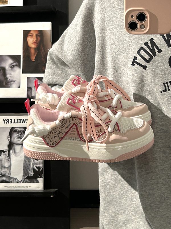 Women's Black and White Panda Sneakers - Breathable Thick-Soled Footwear for 2025, Versatile Design, Trendy Y2K Style