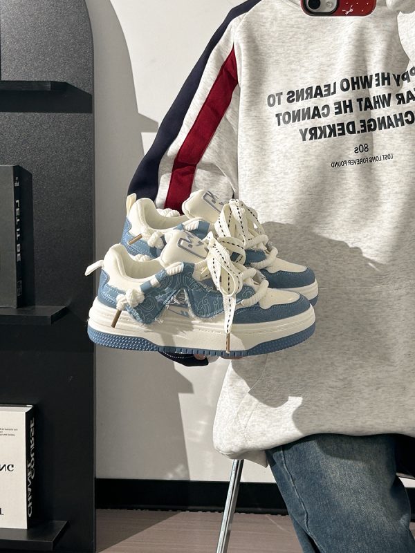 Women's Black and White Panda Sneakers - Breathable Thick-Soled Footwear for 2025, Versatile Design, Trendy Y2K Style