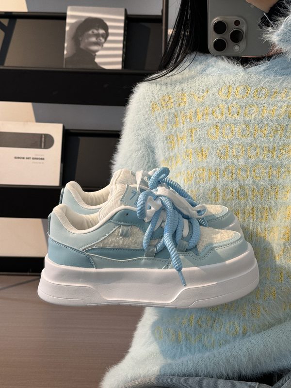 Women's Breathable Platform Sneakers - Summer 2025 Thick-Soled Sweet Style Shoes for Women - Versatile White Sneakers