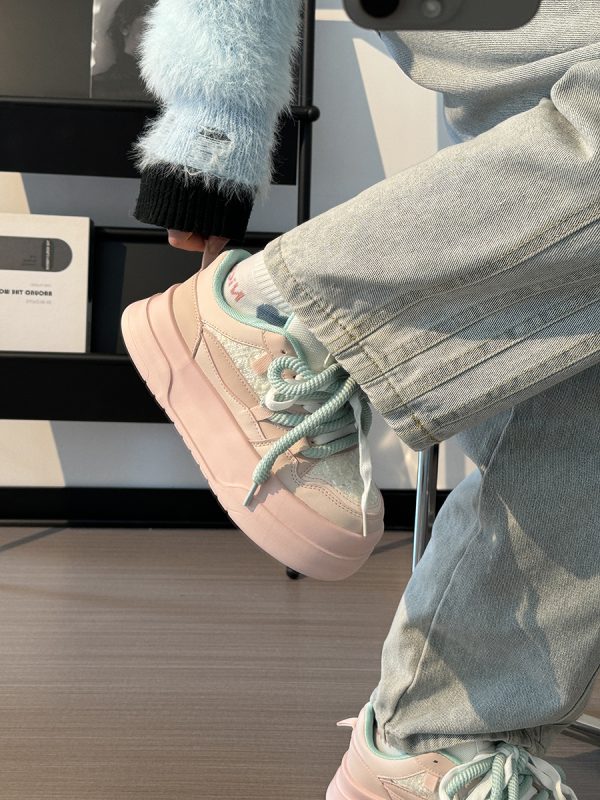 Women's Breathable Platform Sneakers - Summer 2025 Thick-Soled Sweet Style Shoes for Women - Versatile White Sneakers