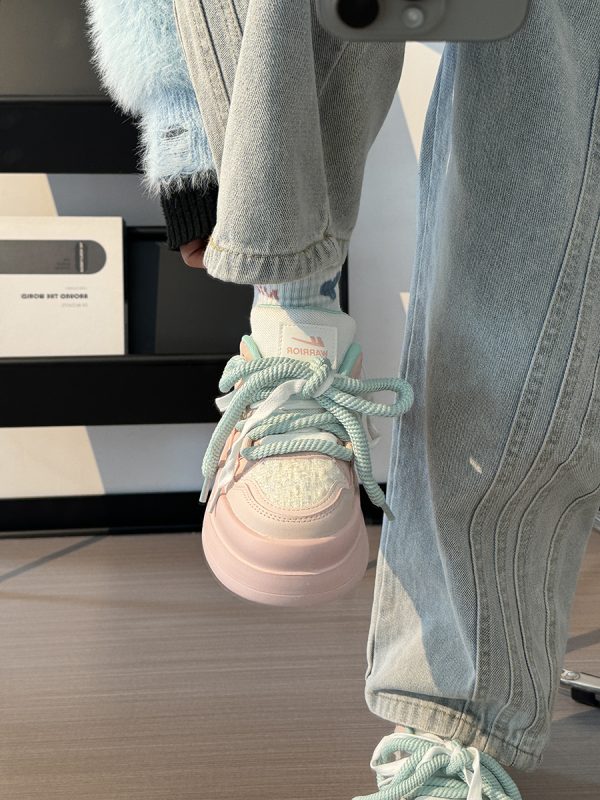 Women's Breathable Platform Sneakers - Summer 2025 Thick-Soled Sweet Style Shoes for Women - Versatile White Sneakers