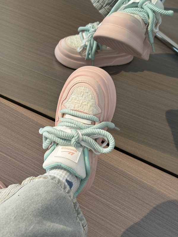 Women's Breathable Platform Sneakers - Summer 2025 Thick-Soled Sweet Style Shoes for Women - Versatile White Sneakers