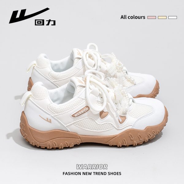 Women's Breathable Soft Sole Mesh Mountaineering Shoes - Versatile Black and White Old Daddy Style for Summer 2025