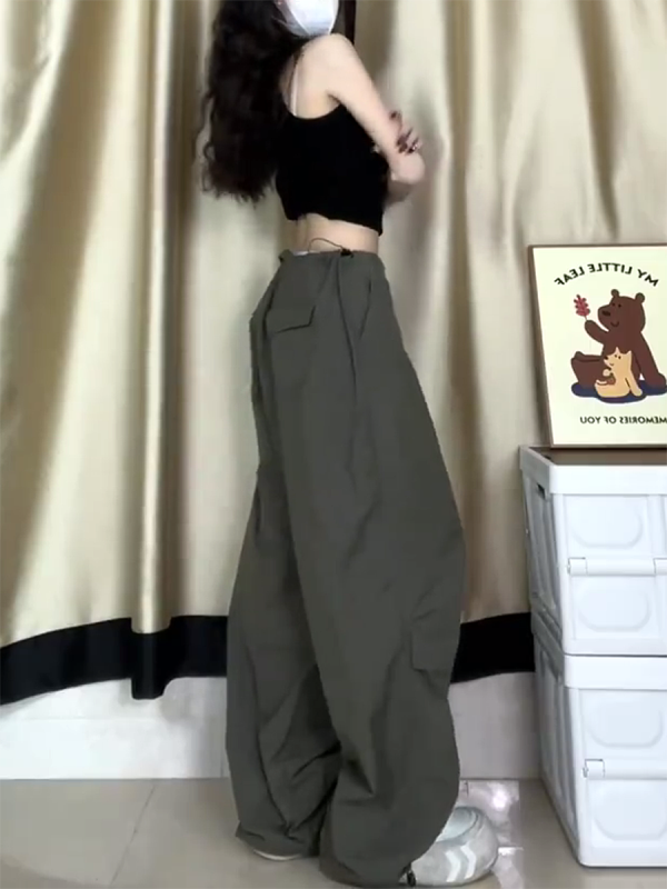 Women's Casual Draped Wide-Leg Pants - American Style Spring/Summer Loose Sports Trousers for Petite Sizes