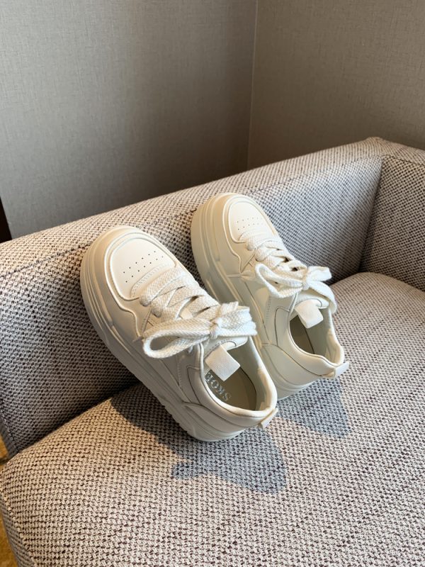 Women's Casual Lace-Up Platform Sneakers - 2025 Thick-Soled White Genuine Leather Lightweight Sports Shoes