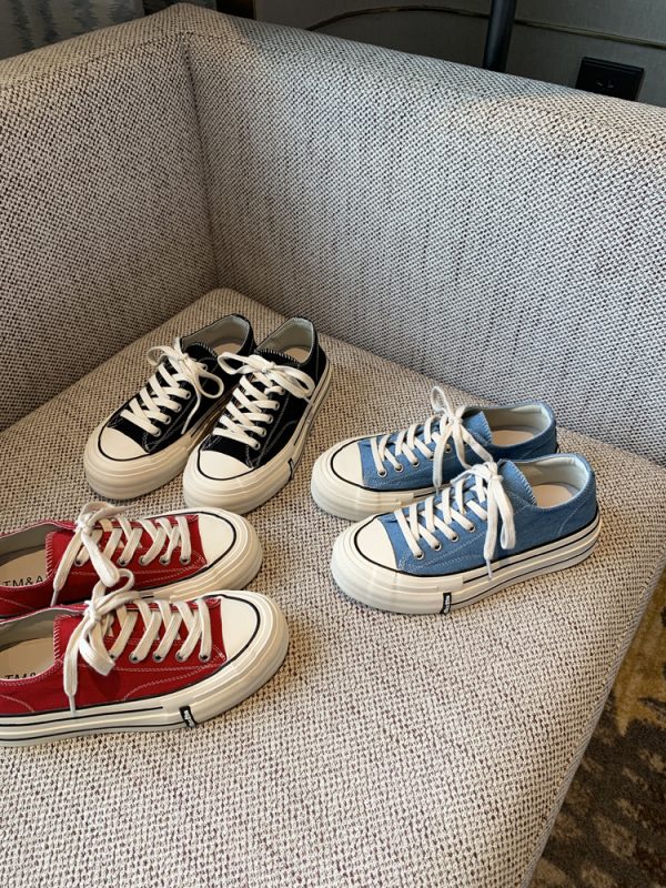 Womenâ€™s Casual Sneakers - 2025 Korean Style Lace-Up Flat Low-Top Canvas Shoes for Versatile Everyday Wear