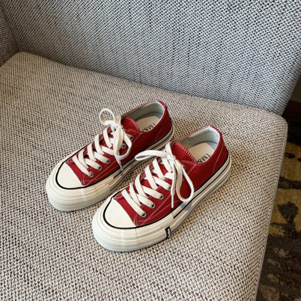 Womenâ€™s Casual Sneakers - 2025 Korean Style Lace-Up Flat Low-Top Canvas Shoes for Versatile Everyday Wear