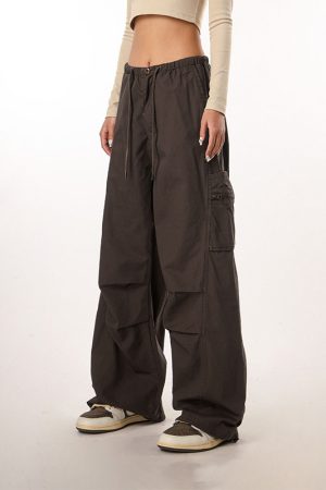 Women's Casual Wide-Leg Paratrooper Pants - Thin Straight Fit, Summer Style, American Workwear, Loose-Fit for Comfort