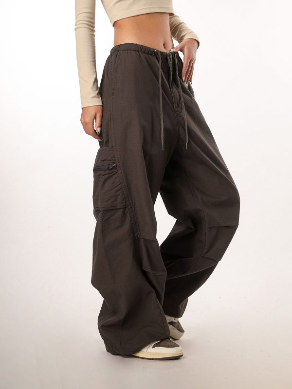 Women's Casual Wide-Leg Paratrooper Pants - Thin Straight Fit, Summer Style, American Workwear, Loose-Fit for Comfort