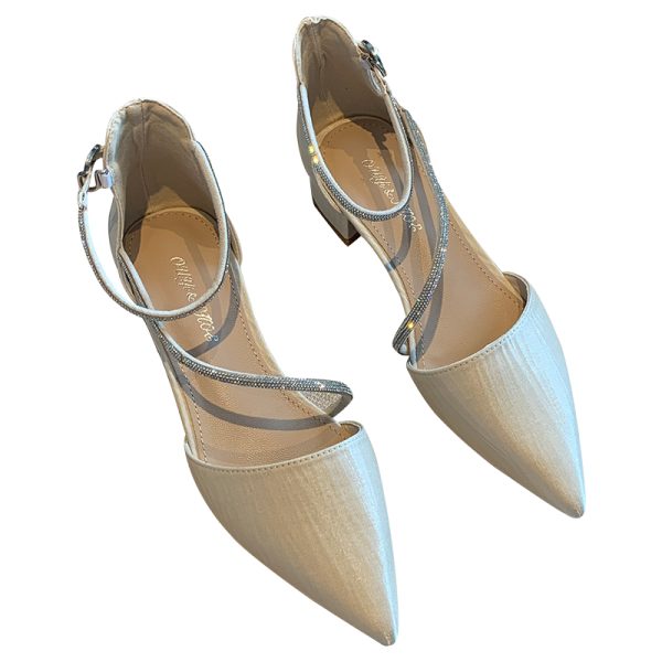 Women's Chunky Heel Rhinestone One-Strap Pointed Toe Shoes - Versatile Korean Style Hollow Design for Spring 2025