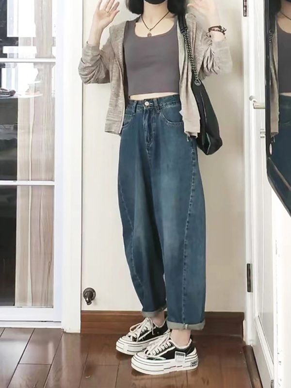 Women's Curved Knife Dad Pants 2025 - Loose Fit Cross Pants for Petite & Plus-Size, Fashionable Sickle Style Jeans