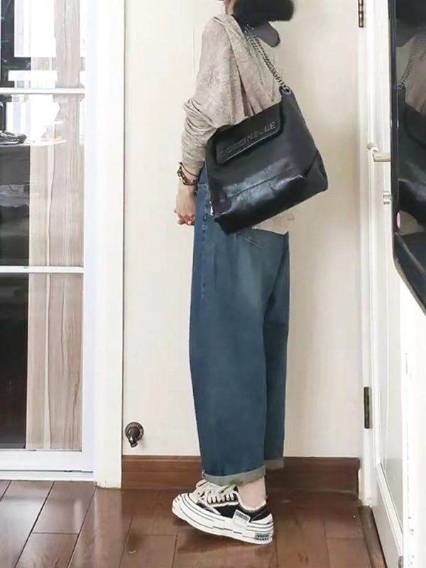 Women's Curved Knife Dad Pants 2025 - Loose Fit Cross Pants for Petite & Plus-Size, Fashionable Sickle Style Jeans