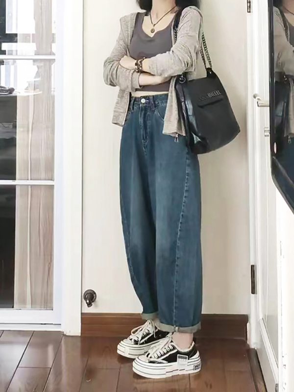 Women's Curved Knife Dad Pants 2025 - Loose Fit Cross Pants for Petite & Plus-Size, Fashionable Sickle Style Jeans