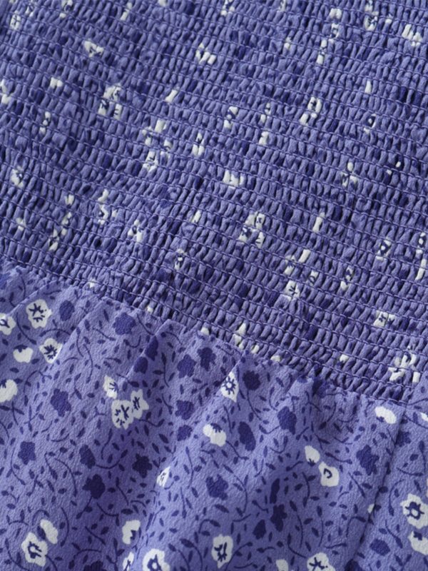 Women's Floral Spaghetti Strap Dress - French Style Long Purple Summer Dress for Vacation 2025 Temperament