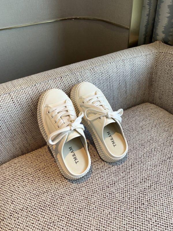 Women's Genuine Leather Thick-Soled Platform Slip-On Backless Outdoor Slippers - White 2025 Style