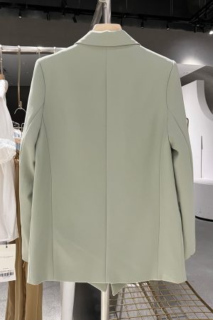 Women's Green Casual Suit Jacket - Trendy Spring Autumn Style for Petite Sizes, Chic Fashion Must-Have