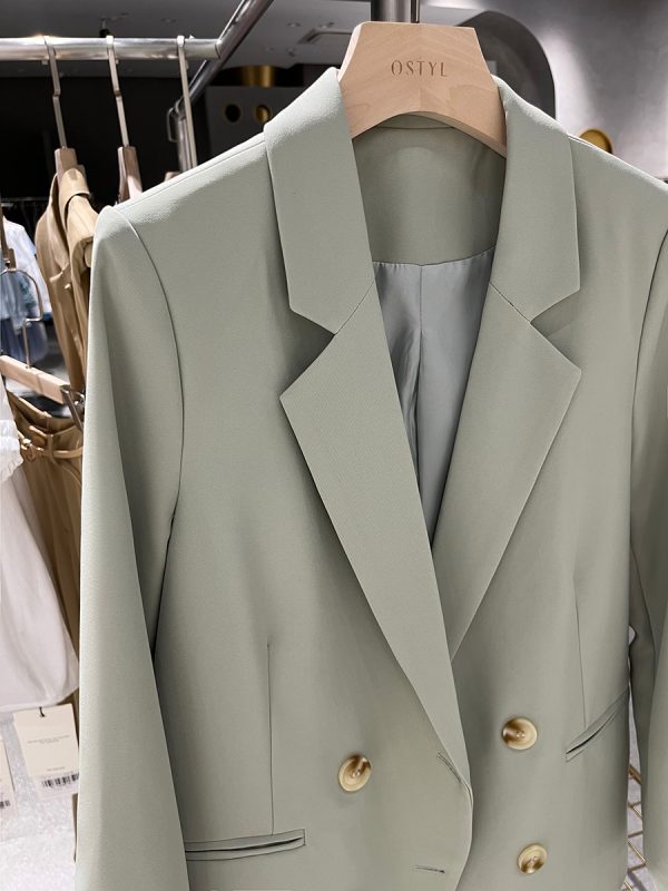 Women's Green Casual Suit Jacket - Trendy Spring Autumn Style for Petite Sizes, Chic Fashion Must-Have