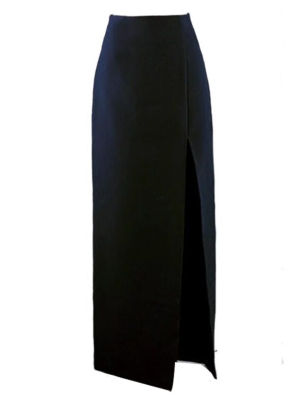 Women's High Waist Bodycon Midi Skirt with Front Slit - Versatile Korean Style Pencil Skirt for Spring Summer Fashion