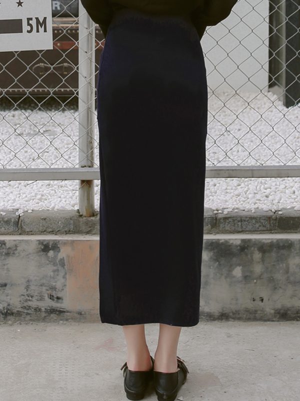Women's High Waist Bodycon Midi Skirt with Front Slit - Versatile Korean Style Pencil Skirt for Spring Summer Fashion