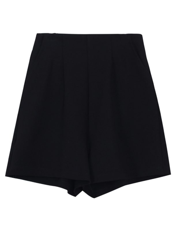 Women's High-Waisted A-Line Shorts, Versatile Wide-Leg Korean Style Casual Pants with Pockets, Slimming Fit