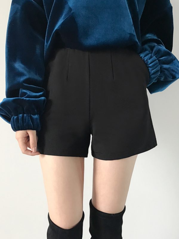Women's High-Waisted A-Line Shorts, Versatile Wide-Leg Korean Style Casual Pants with Pockets, Slimming Fit