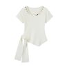 Women's Irregular Bohemian Short Sleeve Top - Unique Summer Outfit with Gorgeous Design for Trendy 90s and Y2K Style