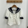 Women's Japanese Style Sailor Suit JK Uniform Shirt Set - Waist-Defined Long & Short Sleeve, Spring Summer 2024, College Style
