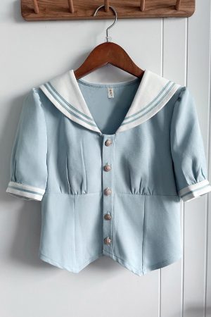 Women's Japanese Style Sailor Suit JK Uniform Shirt Set - Waist-Defined Long & Short Sleeve, Spring Summer 2024, College Style
