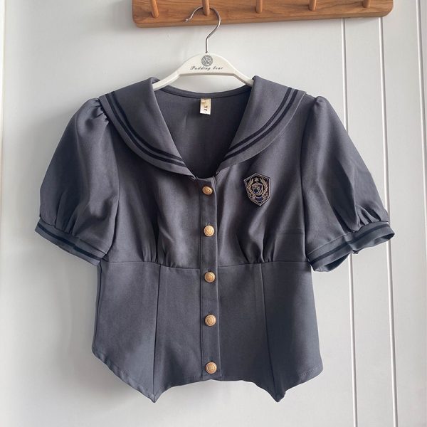 Women's Japanese Style Sailor Suit JK Uniform Shirt Set - Waist-Defined Long & Short Sleeve, Spring Summer 2024, College Style